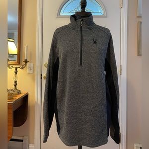Spyder Men's Quarter-Zip Pullover Fleece Sweater Jacket Gray SZ L NEW NO TAGS